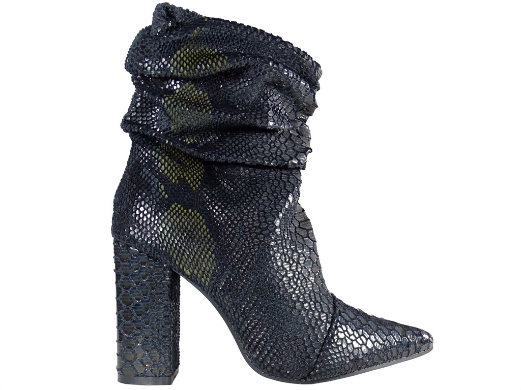 Black ombre warmed women's heeled boots - 1