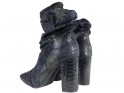 Juodi ombre apšiltinti moteriški batai su kulnu - 2