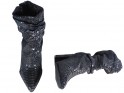 Чорні утеплені жіночі черевики на підборах омбре - 4
