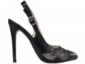 Жіночі чорні ажурні туфлі на шпильках з екошкіри - 1