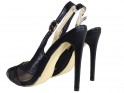Жіночі чорні ажурні туфлі на шпильках з екошкіри - 2