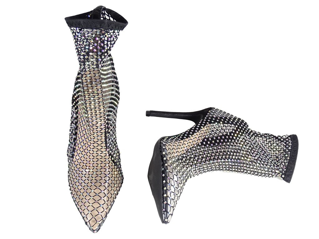 Ghete transparente negre cu zirconiu cubic glamour - 4