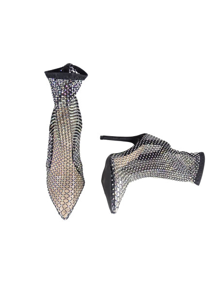 Schwarze transparente Stiefel mit Zirkonia-Glamour - 4