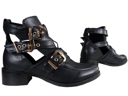 Dámské černé boty s sandály z ekologické kůže - 3