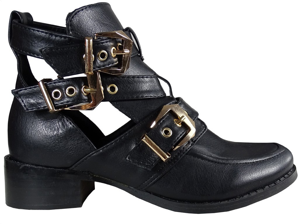Чорні жіночі босоніжки з екошкіри - 1