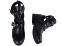 Cizme negre de damă cu sandale din piele ecologică - 4
