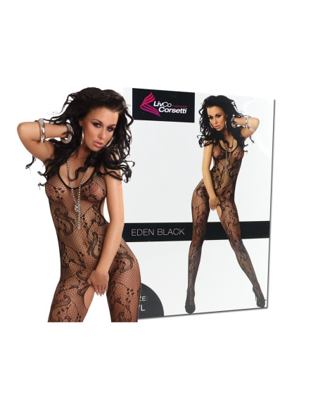 Juoda bodystocking atvira tarpkojo erotinė skylė - 4