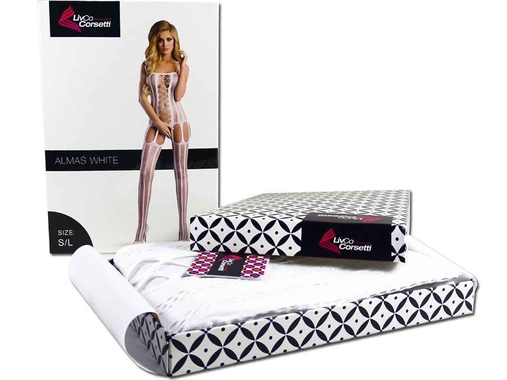 Białe bodystocking elastyczna bielizna erotyczna - 6