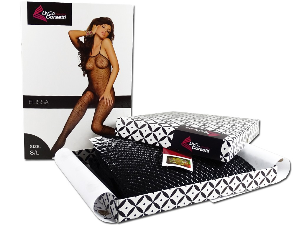 Czarny bodystocking damskie kabaretka erotyka - 6