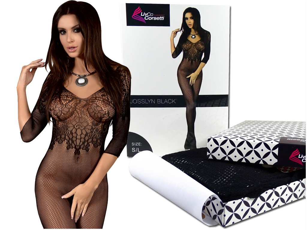 Gemusterter schwarzer weiblicher Bodystocking sexy - 5