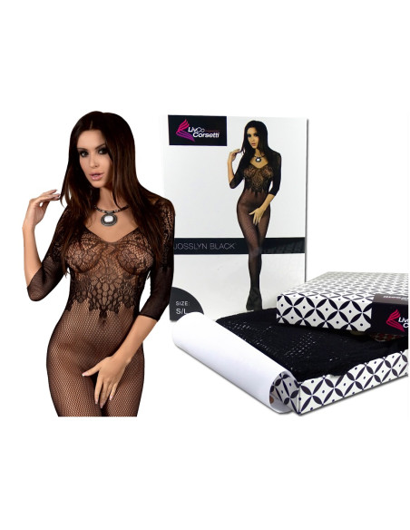 Gemusterter schwarzer weiblicher Bodystocking sexy - 5