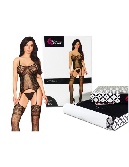 Lenjerie erotică cu model bodystocking negru - 5
