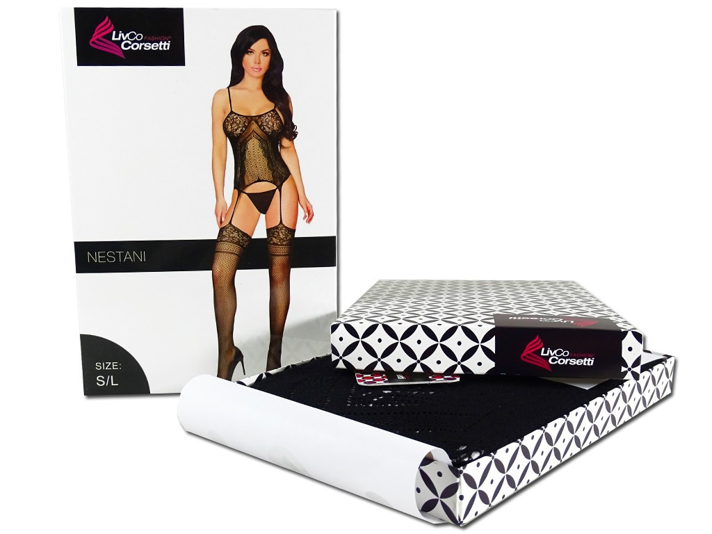 Lenjerie erotică cu model bodystocking negru - 6