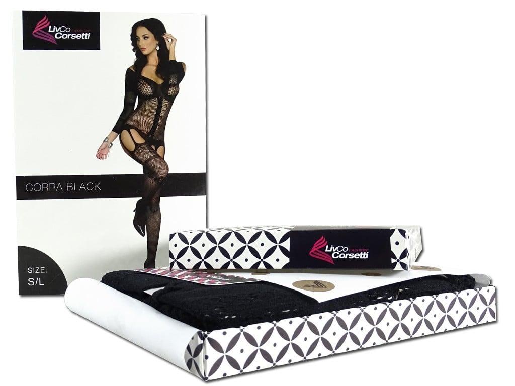 Erotické spodní prádlo černé elastické bodystocking - 6