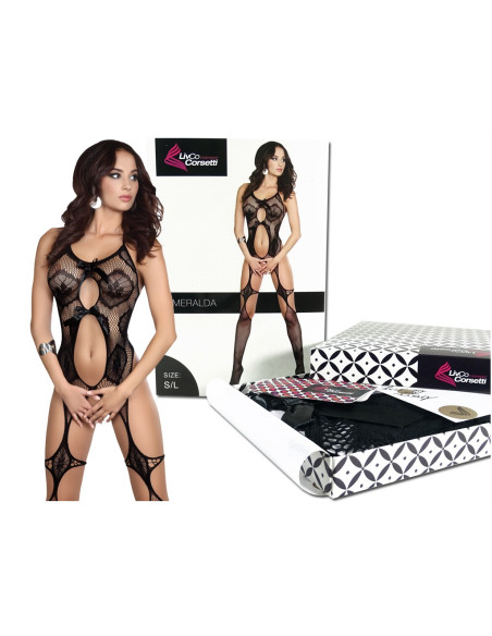 Erotische Dessous elastischer schwarzer Bodystocking - 5