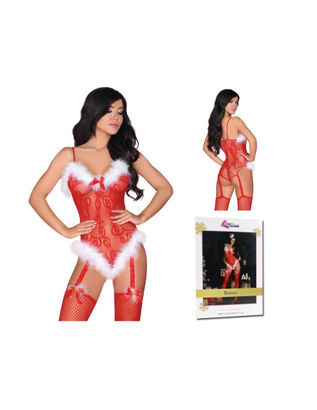 Canned red erotic Christmas bodystocking - 4