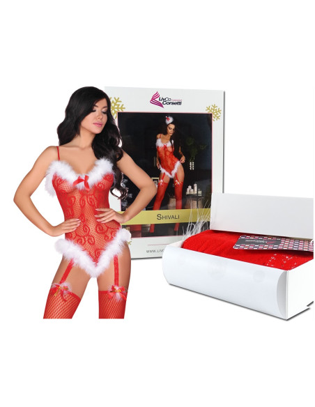 Canned red erotic Christmas bodystocking - 5