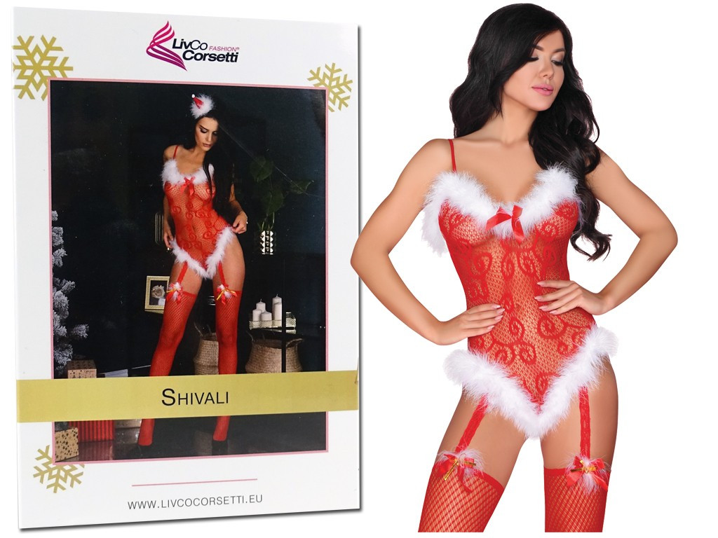 Roter erotischer Weihnachts-Bodystocking aus der Dose - 3