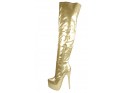 Gold lacquered long over-the-knee platform boots - 3