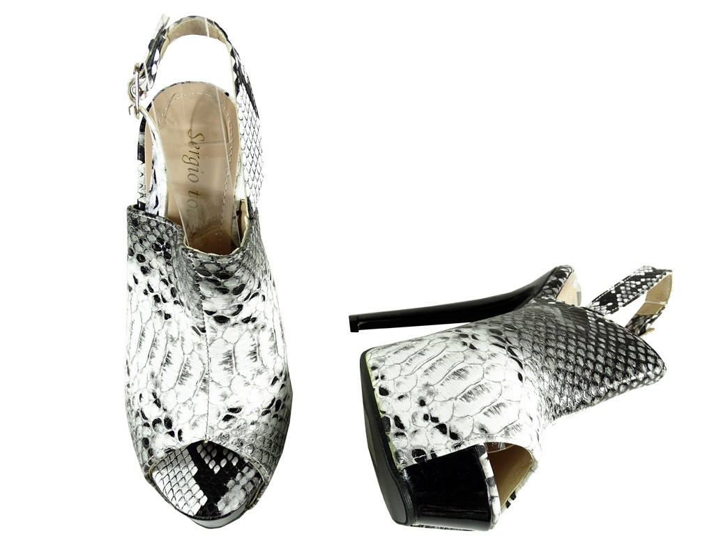 Tall pins on the platform white black as snake skin - 4