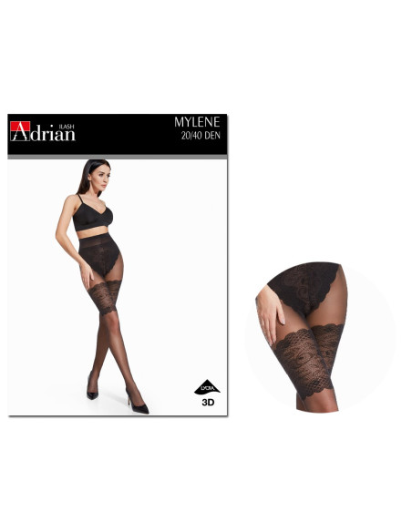 Colanți cu modele precum ciorapi cu dantelă de 20 de denari - 3