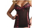 Black lace-up nightdress tied with ribbon - 2