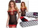Black transparent nightdress with red lace - 5