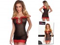 Black transparent nightdress with red lace - 4