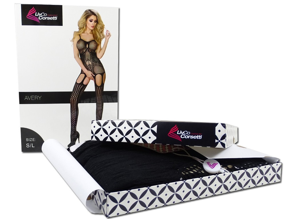 Fekete bodystocking, rugalmas erotikus fehérnemű - 3