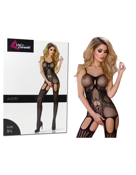 Czarny bodystocking elastyczna bielizna erotyczna - 6