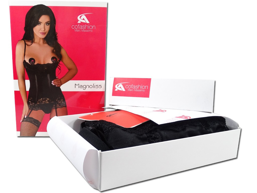 Corset érotique noir avec buste exposé - 3