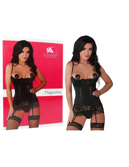 Corset erotic negru cu sani expusi - 6