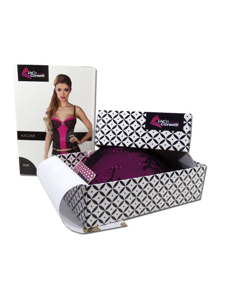 Corset negru și roz pentru femei, cu dantelă - 3