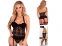 Black erotic corset with lace garter straps - 4