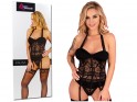 Black erotic corset with lace garter straps - 6