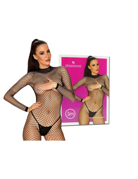 Černé síťované bodystocking erotické prádlo - 3