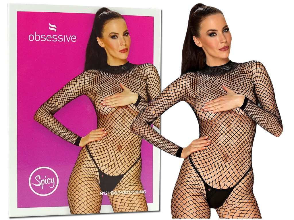 Czarny bodystocking kabaretka bielizna erotyczna - 5
