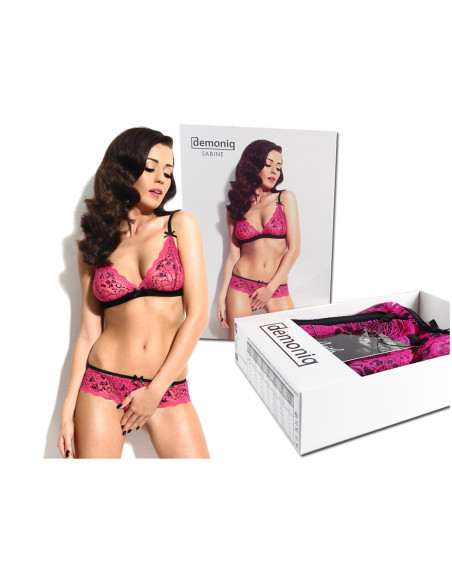 Pink lace lingerie set bra and panties - 5