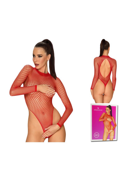 Czerwone body damskie kabaretka bielizna erotyczna - 4