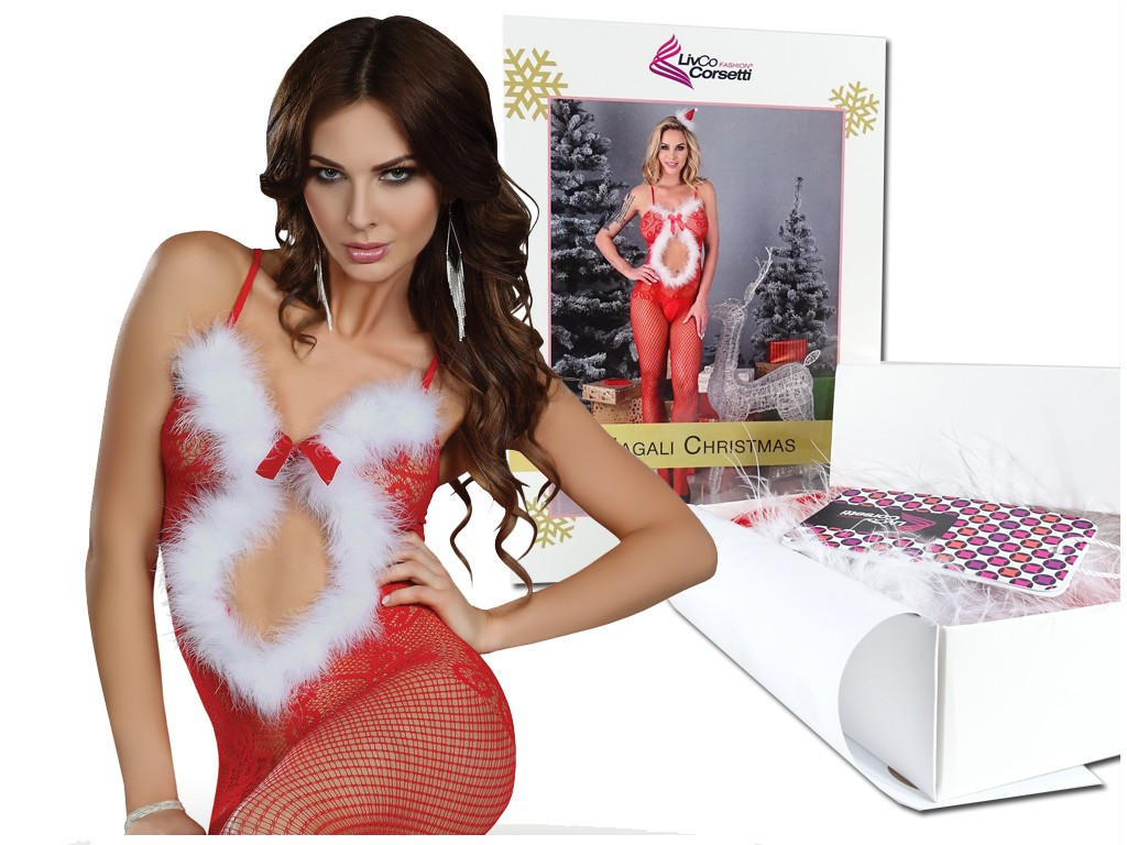 Piros karácsonyi bodystocking ón - 5