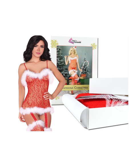 Roter Weihnachtsspitzen-Bodystocking aus der Dose - 5
