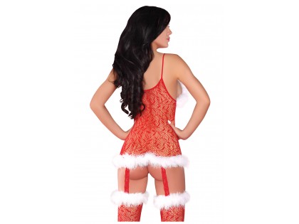 Canned red Christmas lace bodystocking - 2