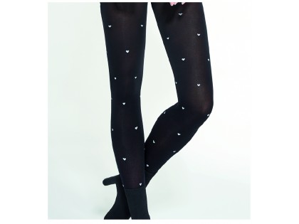 Black tights with white heart dots 40 den - 2
