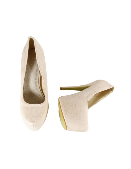 Beige suede pins on the platform - 4