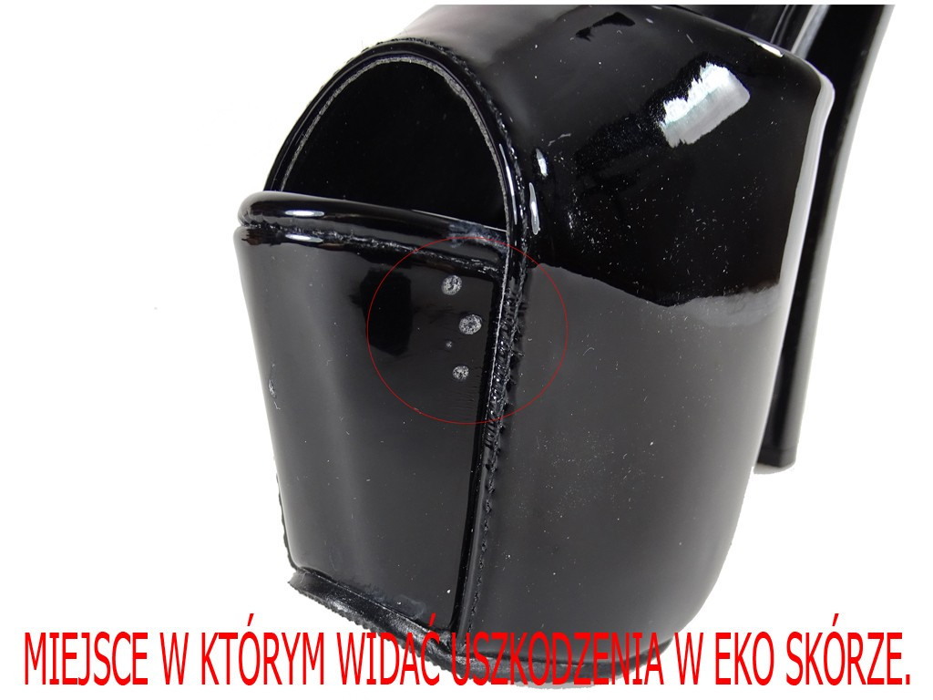 Outlet czarne lakierowane szpilki eko skóra - 1