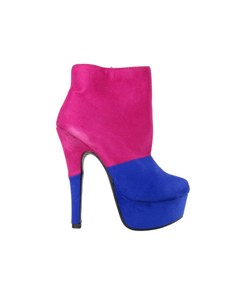 Rosa blaue Wildlederstiefel auf dem Plateau - 1
