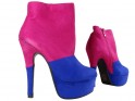 Ružové a modré semišové členkové topánky na platforme - 3