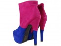 Rožinės ir mėlynos spalvos zomšiniai batai su platforma - 2