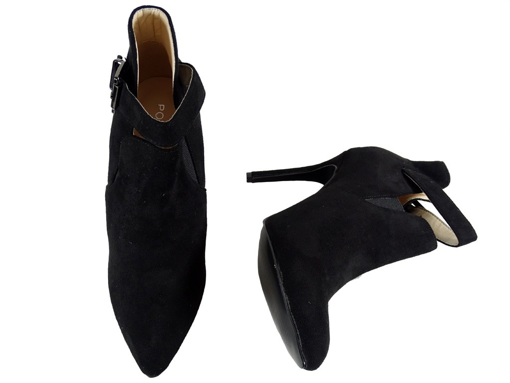 Bottes pour dames en daim noir sur épingles - 4