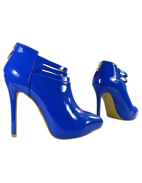 Cizme de damă lăcuite în culoarea bleumarin - 3